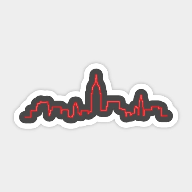 Neon NYC Skyline Sticker by elizabethcarlson.art